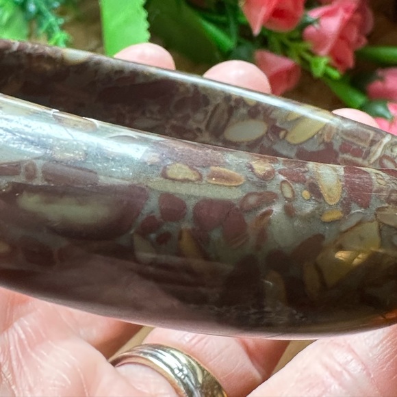 🔥🌟 STUNNING 🌟🔥 Natural Brown Red Jade Bangle Bracelet APPROX 6.67-7.5 size - Picture 3 of 9